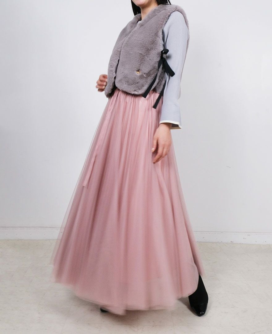 TRECODE（トレコード）のフレアチュールスカートの詳細　ロングスカート
