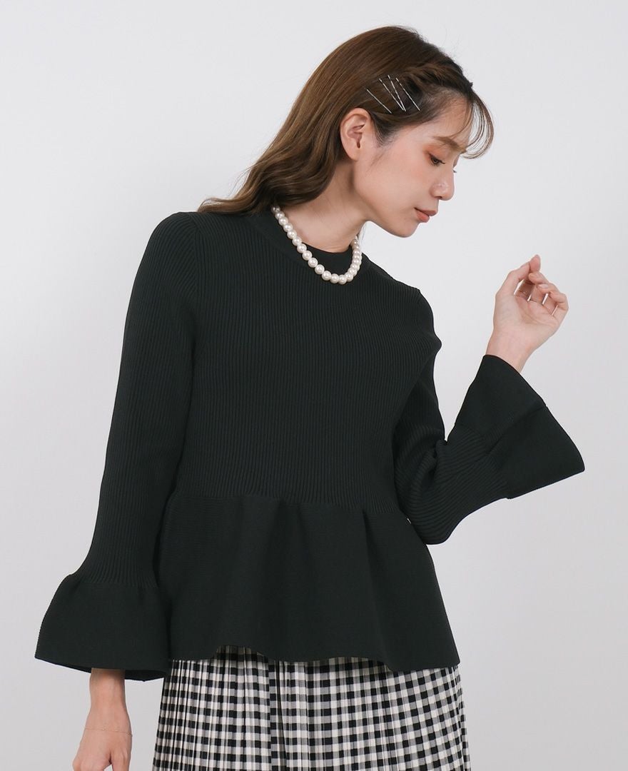 【新品】TRECODE  ペプラムニット　ブラック　38 ペプラムニット / TRECODE公式通販 「大人可愛いラクちん着映え服」を