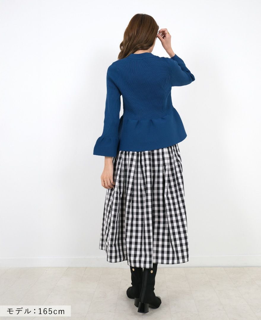 【新品】TRECODE  ペプラムニット　38  ブルー ペプラムニット / TRECODE公式通販 「大人可愛いラクちん着映え服」を