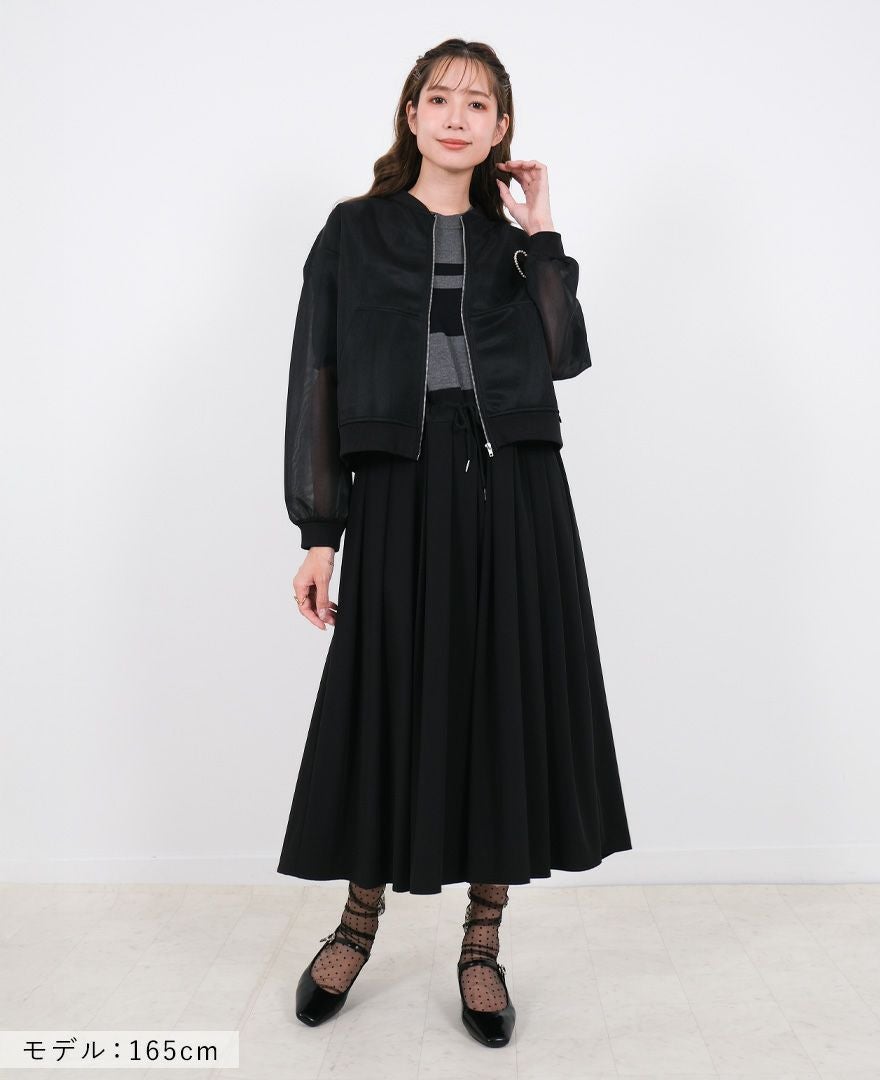 美品 レリアン チュールジップブルゾン 11 黒 ブラック　シアー 店舗人気】洗えるジップアップブルゾン|ブールジュ | レリアン公式