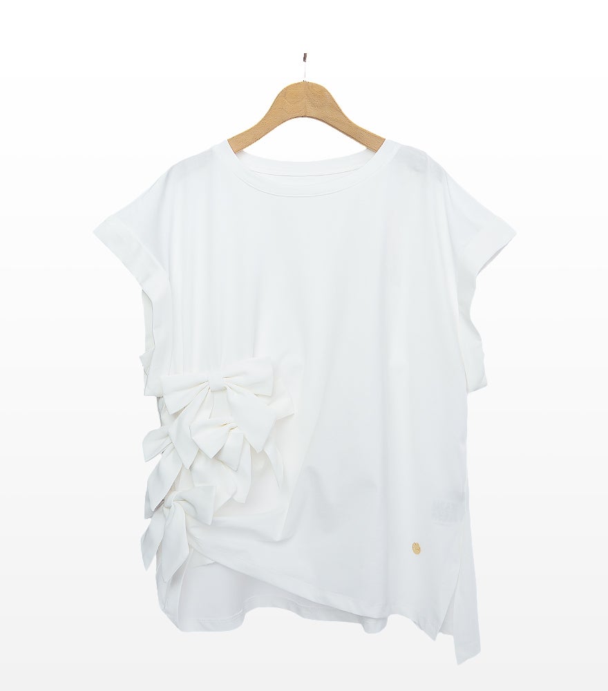 TRECODE（トレコード）のアシメリボンTシャツの詳細